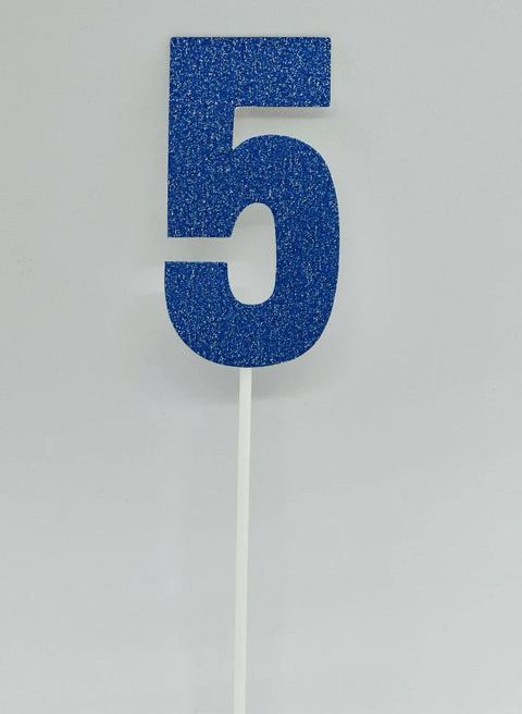 #5 BLUE GLITTER CARD CAKE TOPPER
