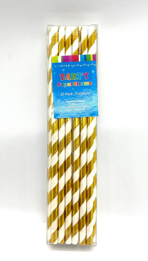 SILVER PAPER STRAWS 20 pack