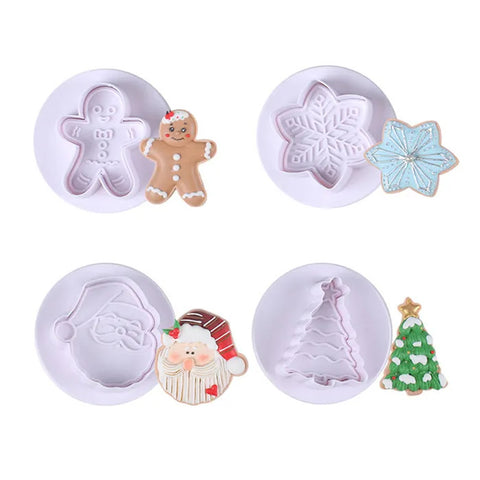 CHRISTMAS LARGE PLUNGER CUTTERS x 4 (white)
