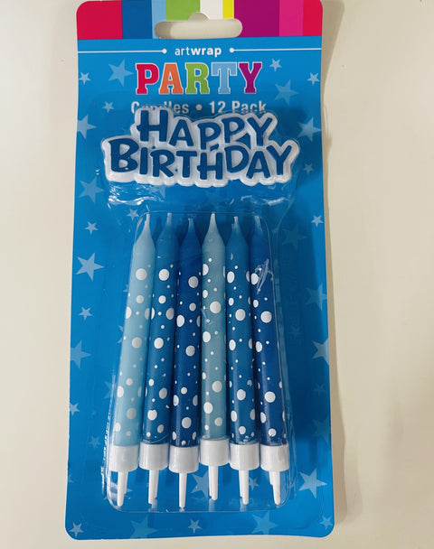 CANDLES BLUES WITH PLAQUE 12 pack