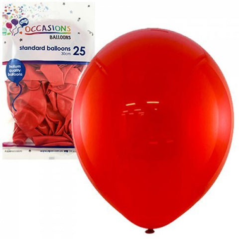 RED 30cm BALLOONS 25 pack