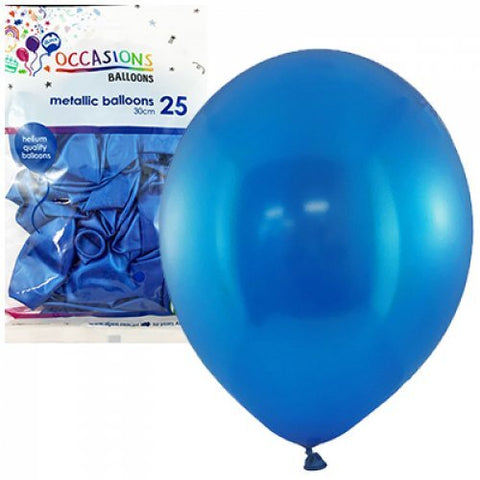 METALLIC ROYAL BLUE 30cm BALLOONS 25 pack