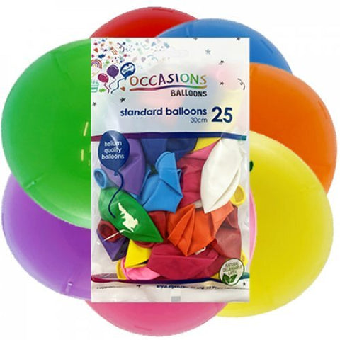 ASSORTED 30cm BALLOONS 25 pack