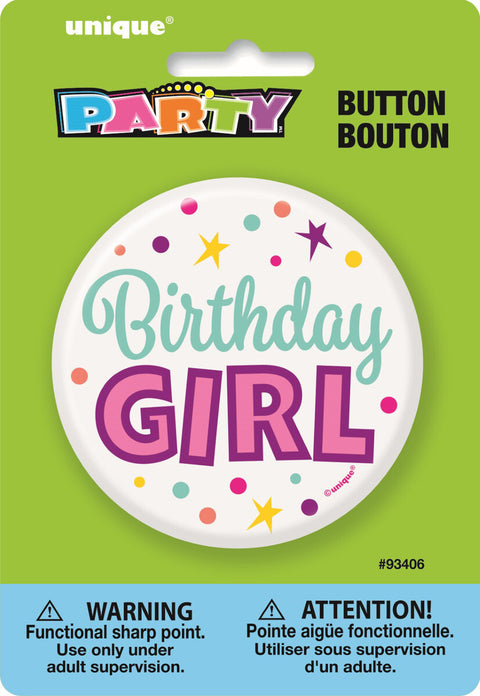 BIRTHDAY GIRL BUTTON 3"