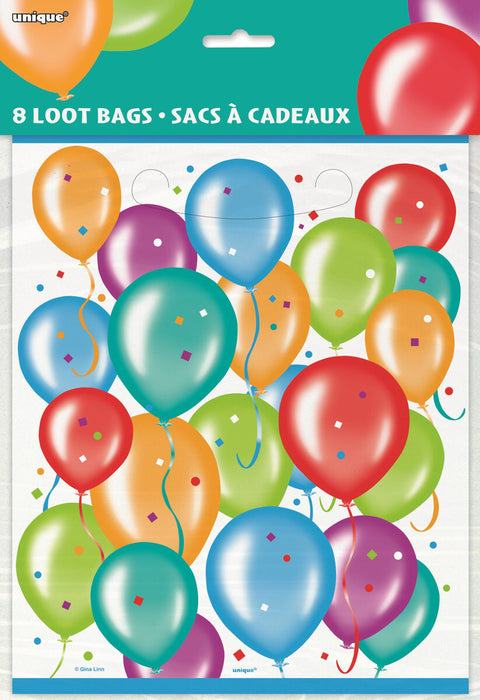 BALLOON BIRTHDAY LOOT BAGS 8 pack