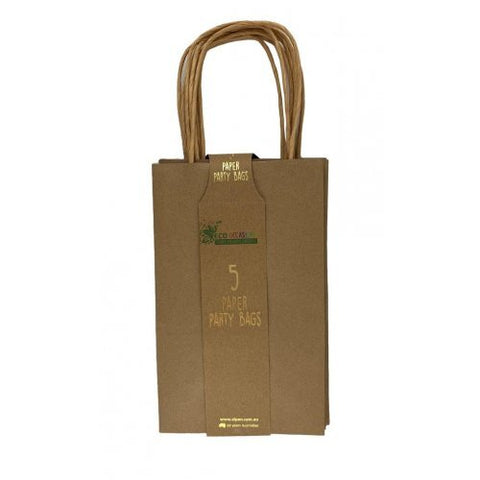 KRAFT PAPER PARTY BAGS WITH HANDLES 5 pack