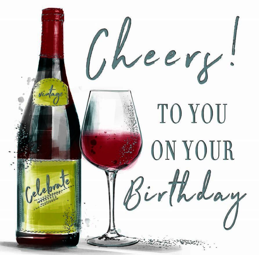 WINE BOTTLE & GLASS BIRTHDAY CARD
