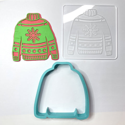 CHRISTMAS JUMPER - RAISE IT UP COOKIE STAMP & CUTTER SET