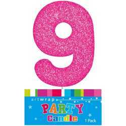 #9 PINK GLITTER CANDLE