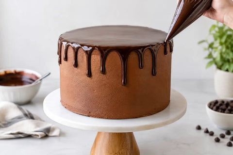 Ganache Drip Technique for Clean Cake Edges