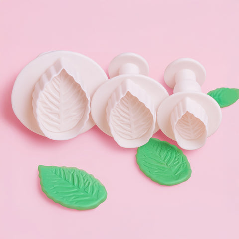LEAF PLUNGER CUTTER SET OF 3 with VEINING PATTERN - Whip It Up Cake Supplies