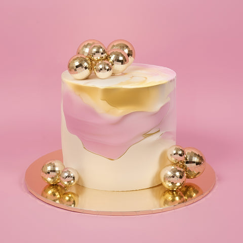 GOLD MIRROR BALL CAKE TOPPERS x 12