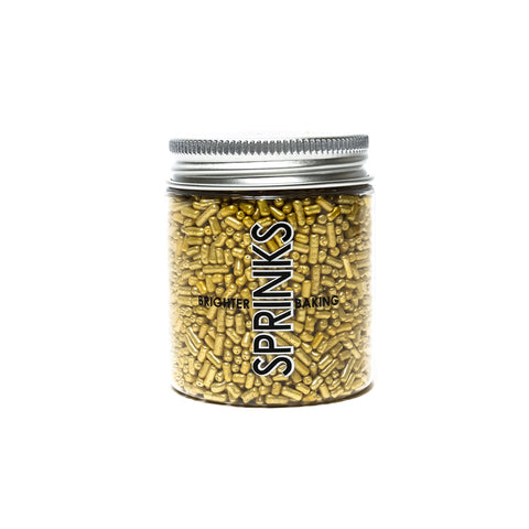 METALLIC GOLD JIMMIES 85g by SPRINKS - Whip It Up Cake Supplies