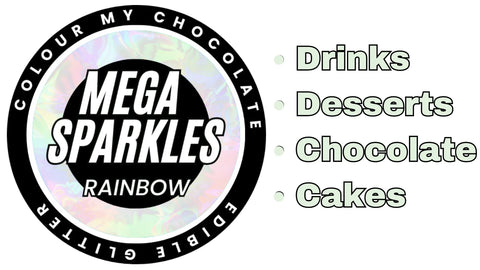 RAINBOW MEGA SPARKLES - EDIBLE & DRINKABLE GLITTER - Whip It Up Cake Supplies