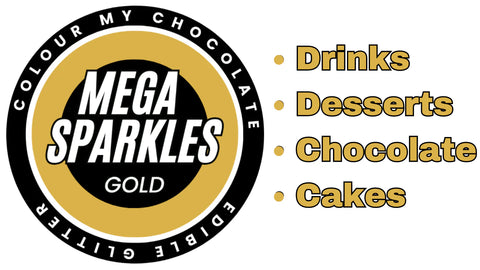 GOLD MEGA SPARKLES - EDIBLE & DRINKABLE GLITTER - Whip It Up Cake Supplies