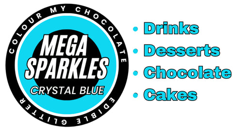 CRYSTAL BLUE MEGA SPARKLES - EDIBLE & DRINKABLE GLITTER - Whip It Up Cake Supplies