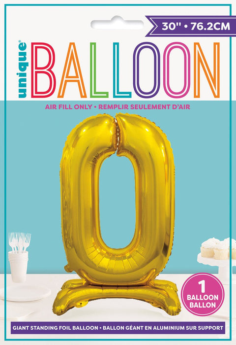 #0 GIANT 76cm GOLD AIR FILLED STANDING BALLOON