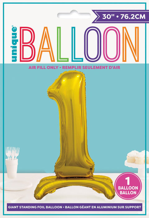 #1 GIANT 76cm GOLD AIR FILLED STANDING BALLOON