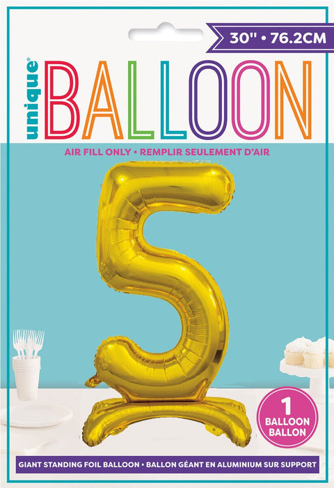 #5 GIANT 76cm GOLD AIR FILLED STANDING BALLOON