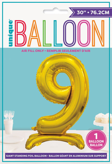 #9 GIANT 76cm GOLD AIR FILLED STANDING BALLOON