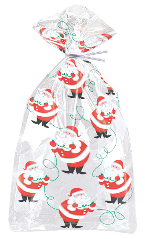 SANTA CHRISTMAS CELLOPHANE BAGS 20 pk - Whip It Up Cake Supplies
