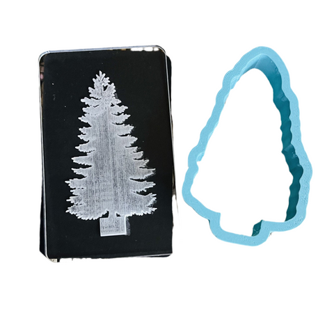 CHRISTMAS PINE TREE RAISE IT UP STAMP & COOKIE CUTTER 7.5cm high - Whip It Up Cake Supplies