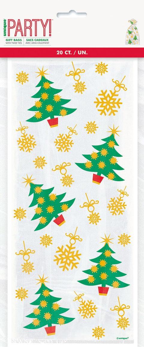 CHRISTMAS TREE CELLOPHANE BAGS 20 pk - Whip It Up Cake Supplies