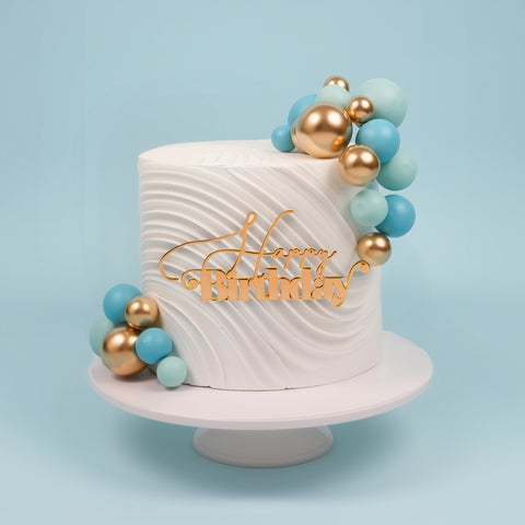 CAKE BALLS LIGHT BLUE, BLUE & GOLD 32 pack - NON EDIBLE