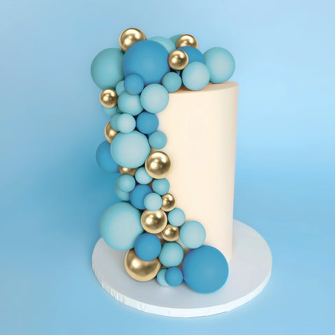 CAKE BALLS LIGHT BLUE, BLUE & GOLD 32 pack - NON EDIBLE