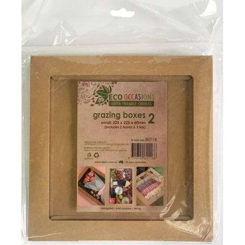 SMALL KRAFT SQUARE GRAZING BOX WITH LID X 2 pack - Whip It Up Cake Supplies