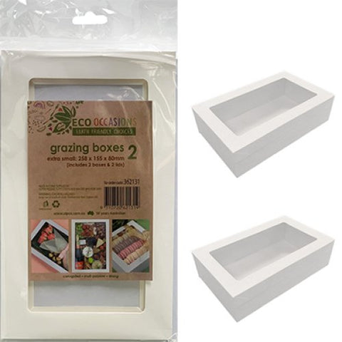 EXTRA SMALL WHITE RECTANGLE GRAZING BOX WITH LID X 2 pack - Whip It Up Cake Supplies