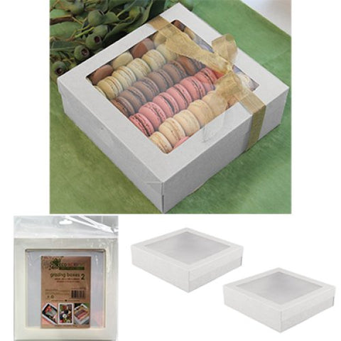 SMALL WHITE SQUARE GRAZING BOX WITH LID X 2 pack - Whip It Up Cake Supplies