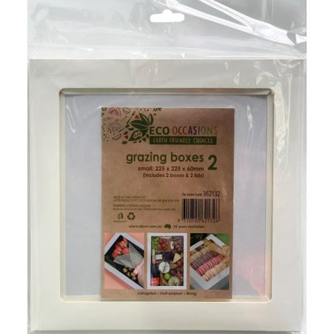 SMALL WHITE SQUARE GRAZING BOX WITH LID X 2 pack - Whip It Up Cake Supplies