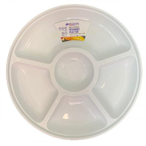 RESUABLE WHITE SECTION PLATTER 31.5cm x 3.7cm - Whip It Up Cake Supplies