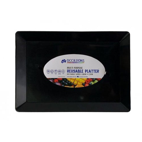 RESUABLE RECTANGLE BLACK PLATTER 40cm x 28cm x 2.5cm - Whip It Up Cake Supplies