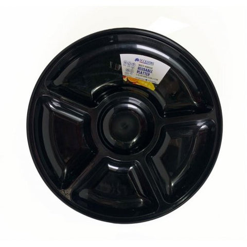 RESUABLE BLACK ROUND SECTION PLATTER 31.5cm x 3.7cm - Whip It Up Cake Supplies