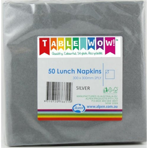 SILVER LUNCH NAPKINS 50pk