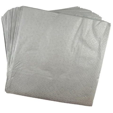 SILVER METALLIC LUNCH NAPKINS 50pk - Whip It Up Cake Supplies