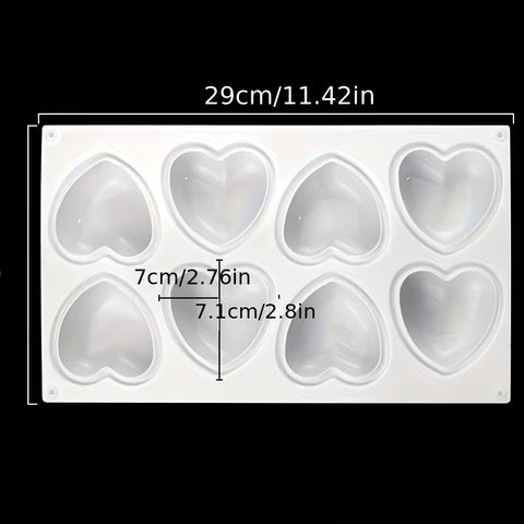 DEEP HEART SILICONE MOULD 8 CAVITY - Whip It Up Cake Supplies