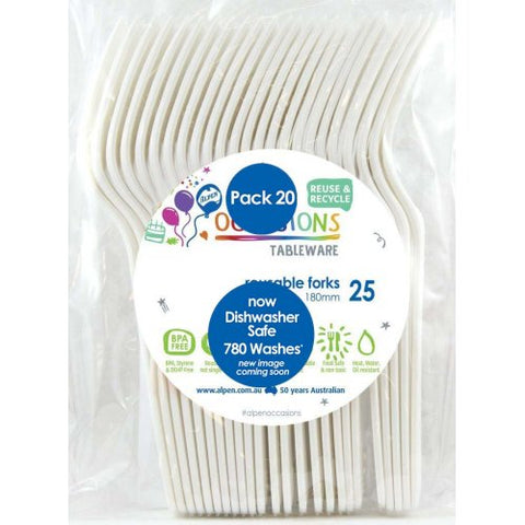 WHITE PLASTIC FORKS 20pk - Whip It Up Cake Supplies