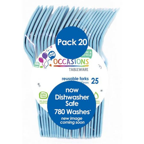 LIGHT BLUE FORKS 20 pack