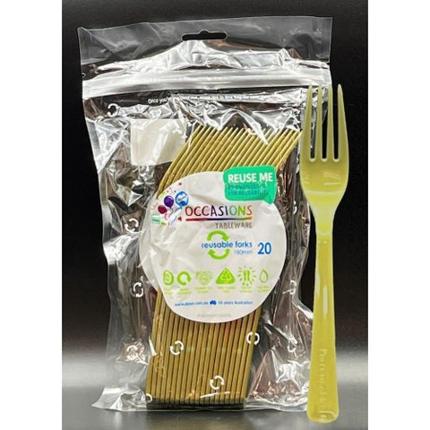 GOLD PLASTIC FORKS 20pk