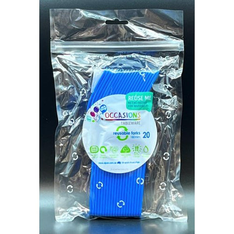 ROYAL BLUE PLASTIC FORKS 20pk - Whip It Up Cake Supplies