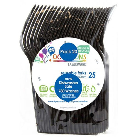 BLACK PLASTIC FORKS 20pk - Whip It Up Cake Supplies