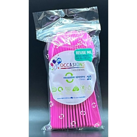 MAGENTA PLASTIC SPOONS 20pk - Whip It Up Cake Supplies