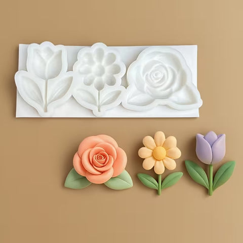 FLOWER SILCONE MOULD X 3