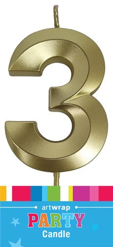 #3 GOLD CANDLE - Whip It Up Cake Supplies