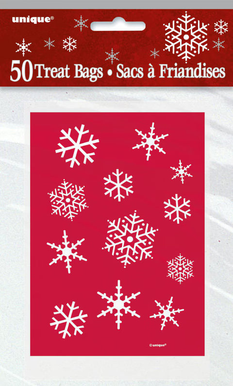 SNOWFLAKE CHRISTMAS TREAT BAGS 50 pk - Whip It Up Cake Supplies