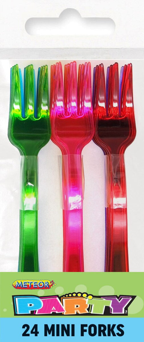 MINI FORKS 24pk ASSORTED COLOURS 10cm - Whip It Up Cake Supplies