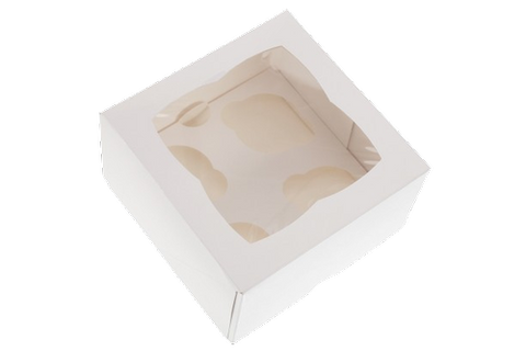 4 HOLE WINDOW CUPCAKE BOX - Whip It Up Cake Supplies